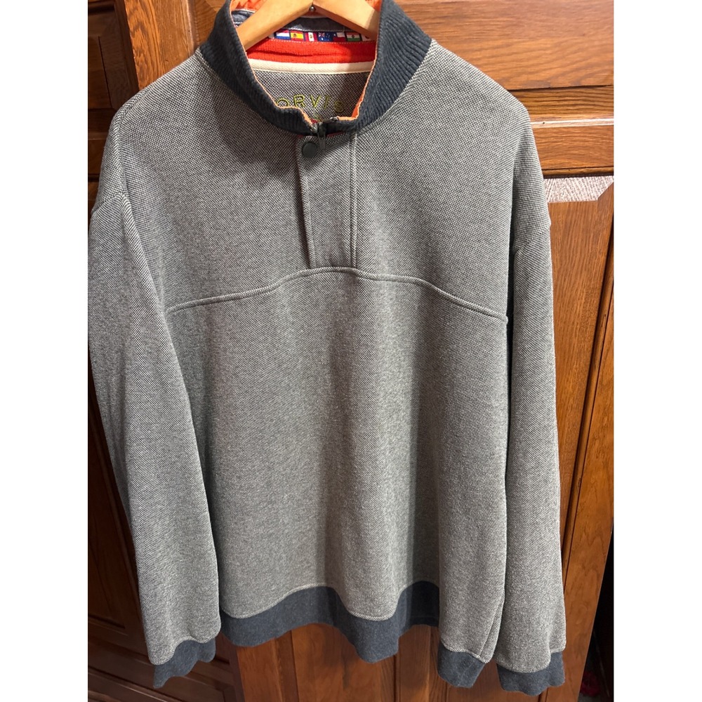 Orvis Mens XXL Gray Quarter Zip Pullover Fleece Lined Mock Neck Sweatshirt